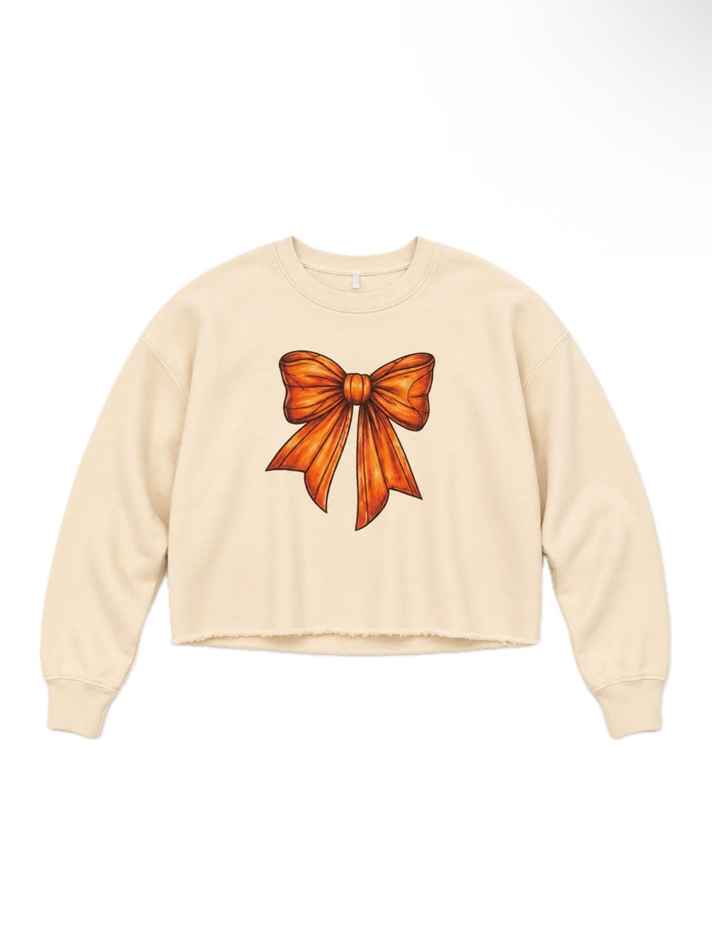 Peach Cropped Basketball Bow Graphic Sweatshirt L